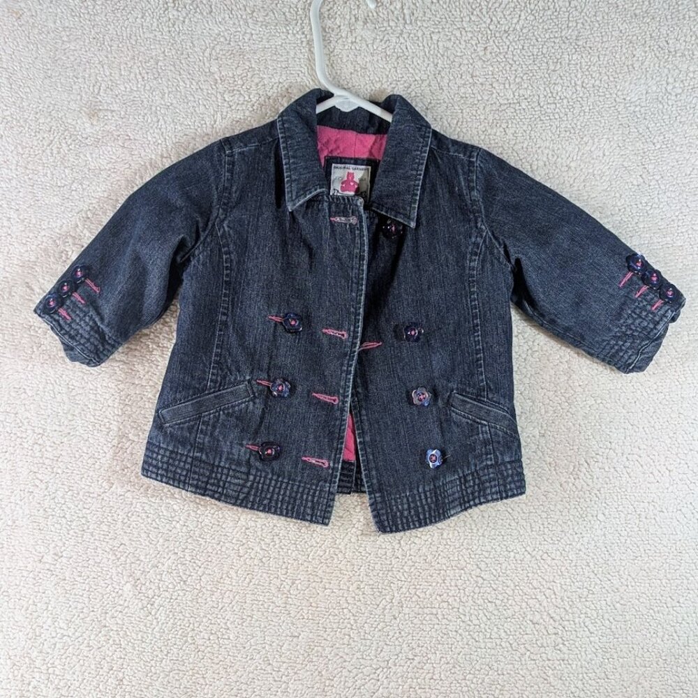 Baby Gap  Infant Girls 6-12 Month Denim Insulated Double Breasted Peacoat Jacket